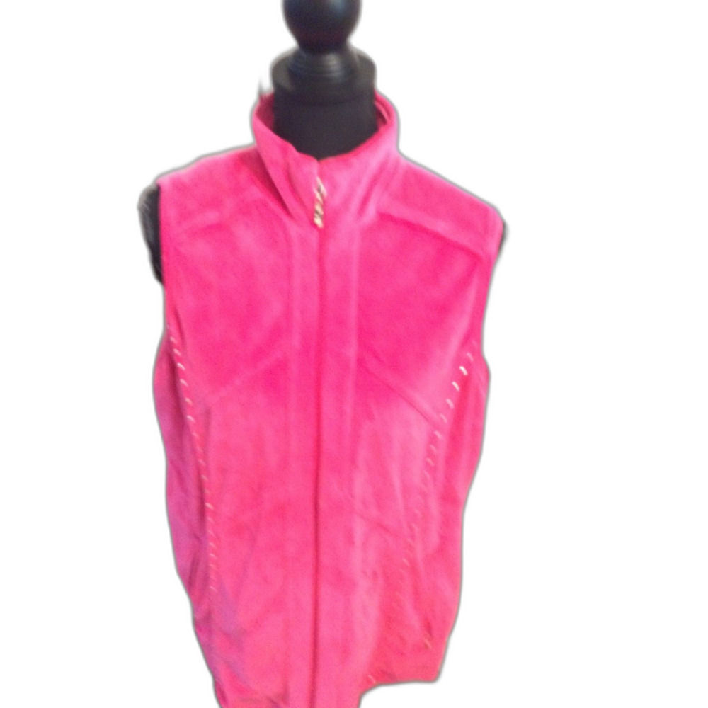 Quacker Factory Pink Bling Zip Front Vest Size Medium M quilted